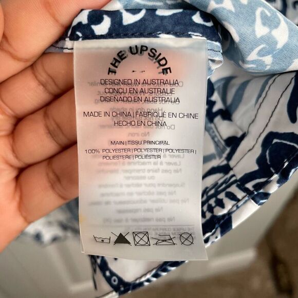 The Upside Womens Jacket 8 Blue Floral Batik Serena Anorak Hooded Gorpcore - Picture 4 of 11